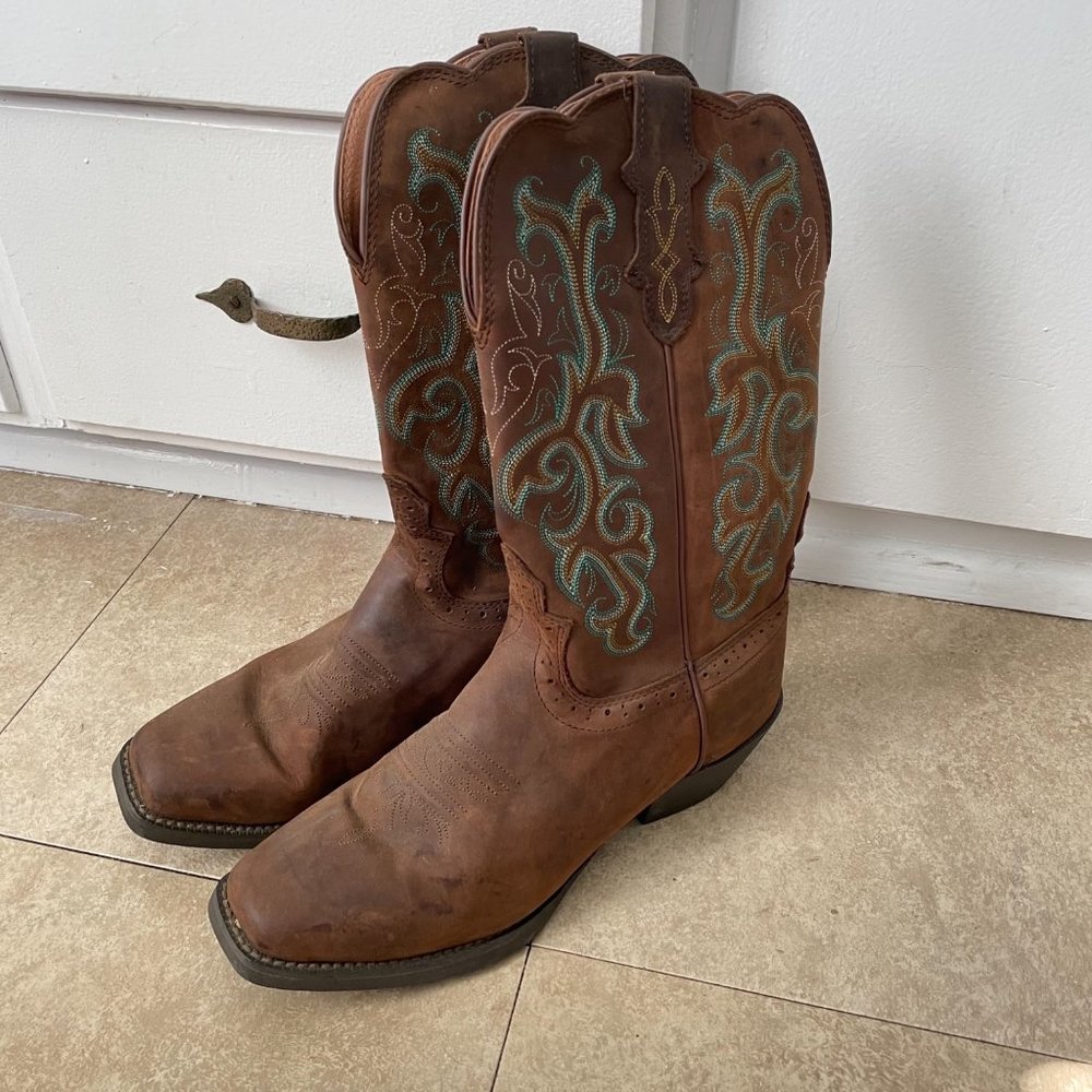 JUSTIN WOMEN'S 12" SQUARE TOE STAMPEDE WESTERN BOOTS
